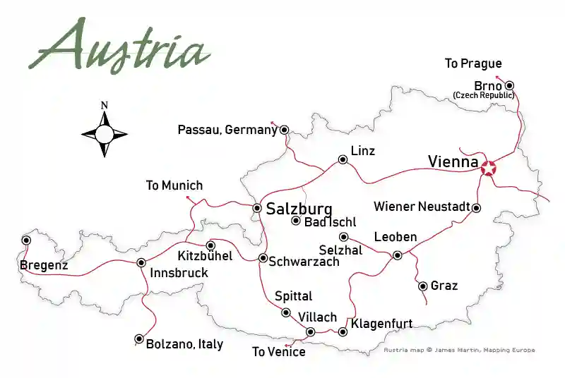 austria cities map