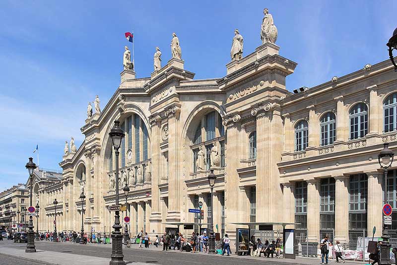 Facade of the Gare du Nord in Paris.