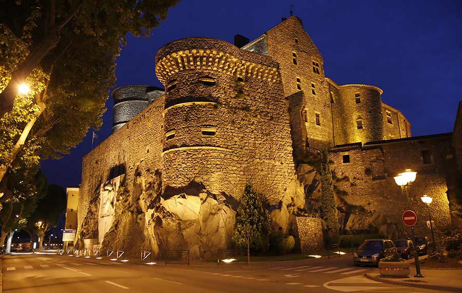 tournon castle at night