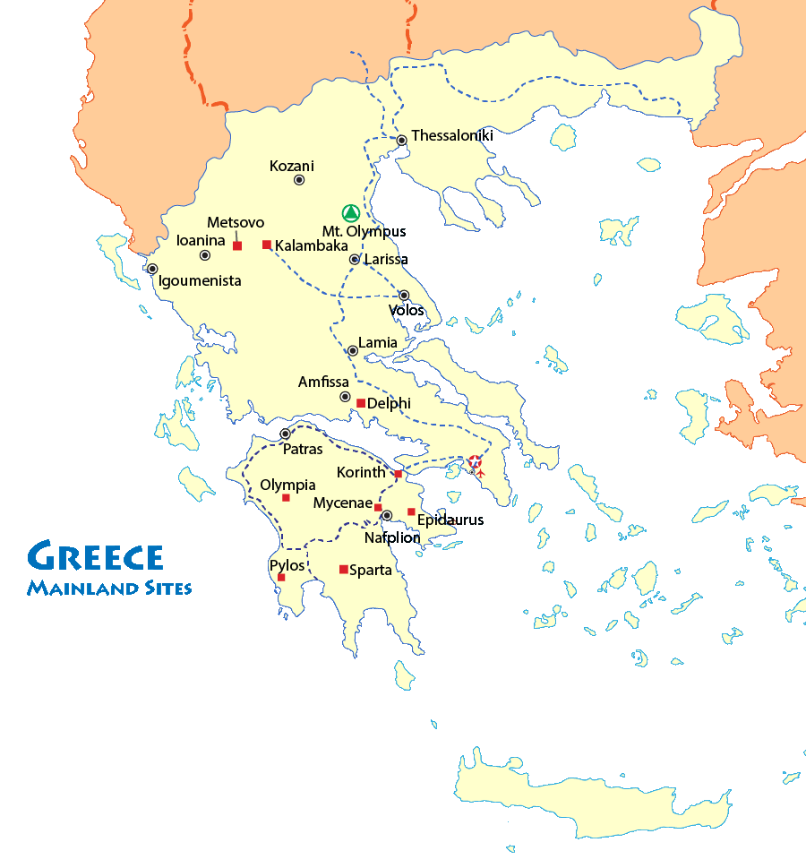 greece cities map