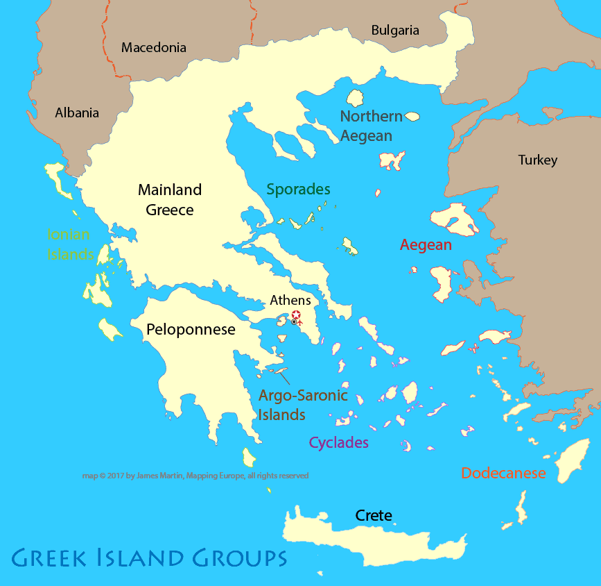 Map of Greece Island Groups | Mapping Europe