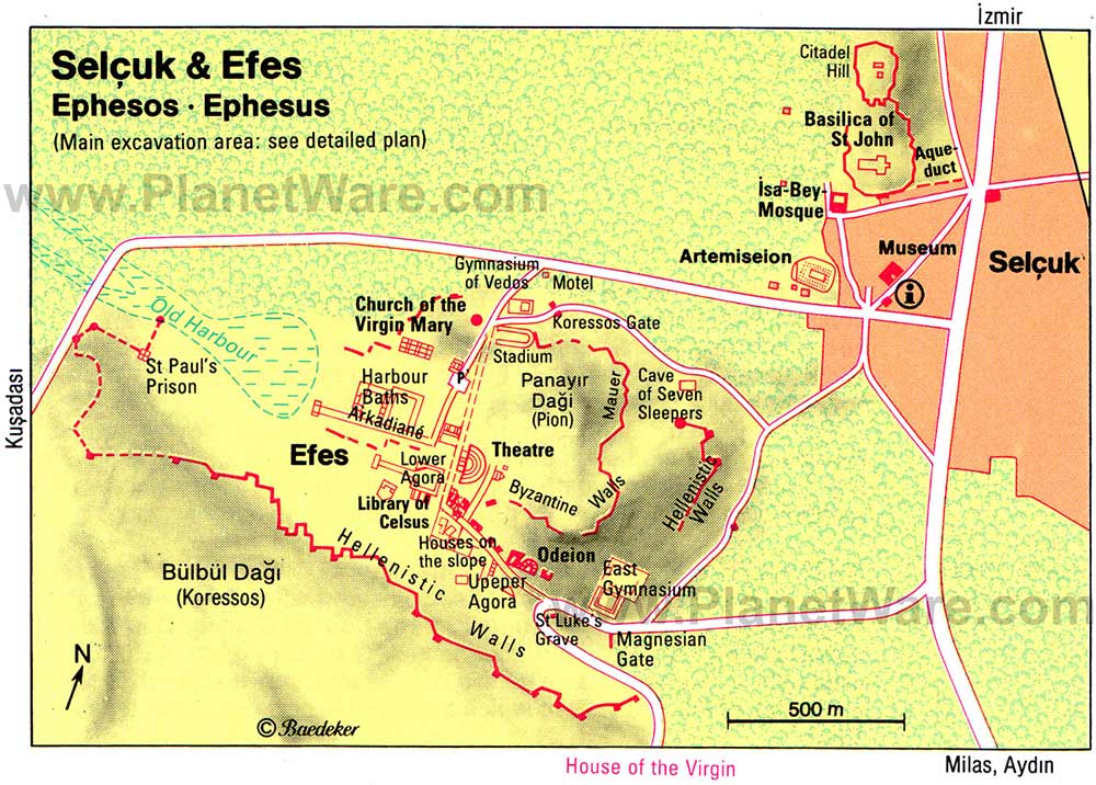 Map of Selcuk and Effes selcuk and effes map